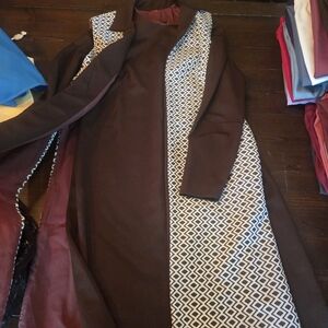Elegant Brown and White Women's Coat
